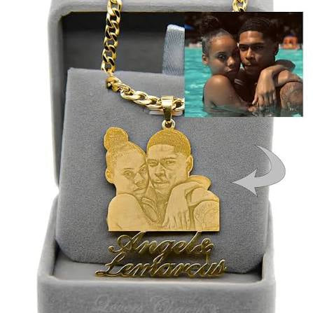 Custom Photo Necklace – Personalized Engraved Pendant in Gold or Silver