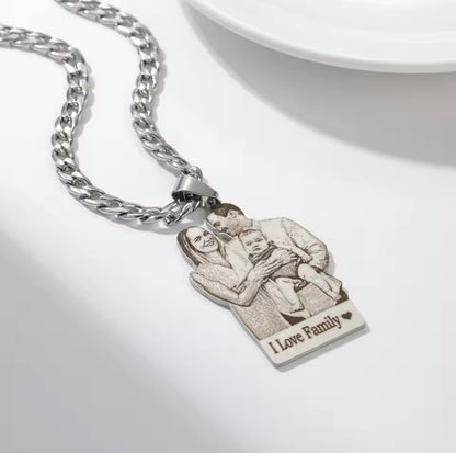 Custom Photo Necklace – Personalized Engraved Pendant in Gold or Silver