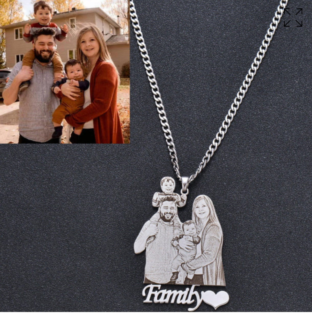 Custom Photo Necklace – Personalized Engraved Pendant in Gold or Silver