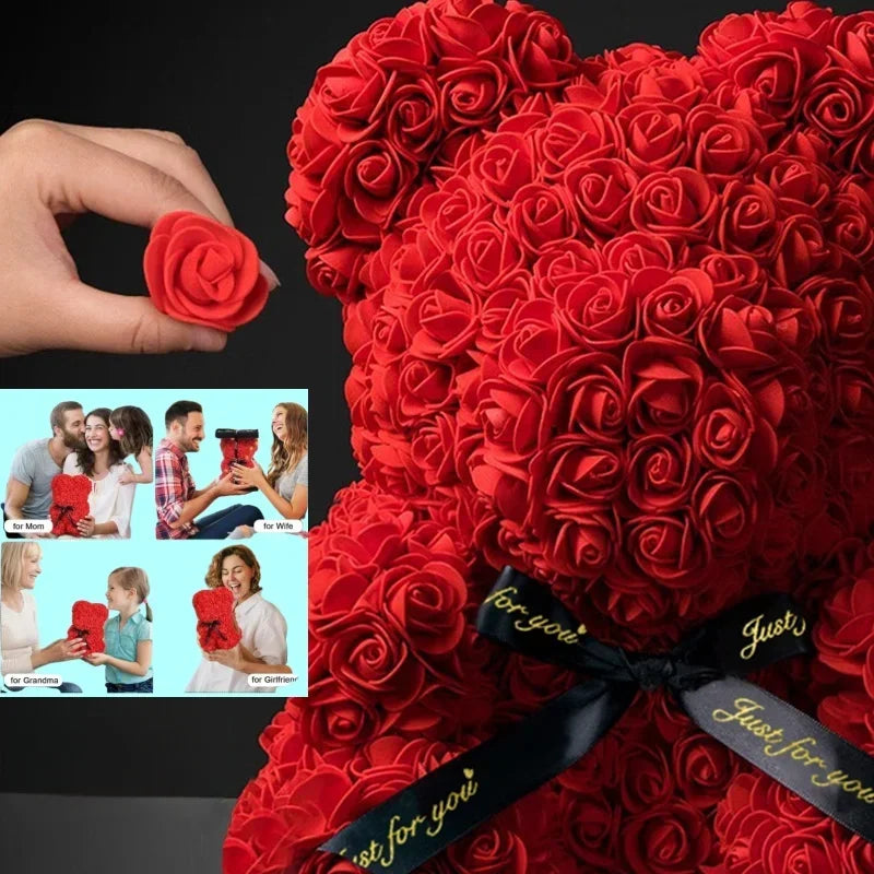 Ours en peluche à fleurs éternelles – Un magnifique cadeau pour toutes les occasions